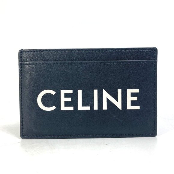 CELINE Card holder logo Pass Case Card Case Card Case Leather Black/White - Picture 1 of 12